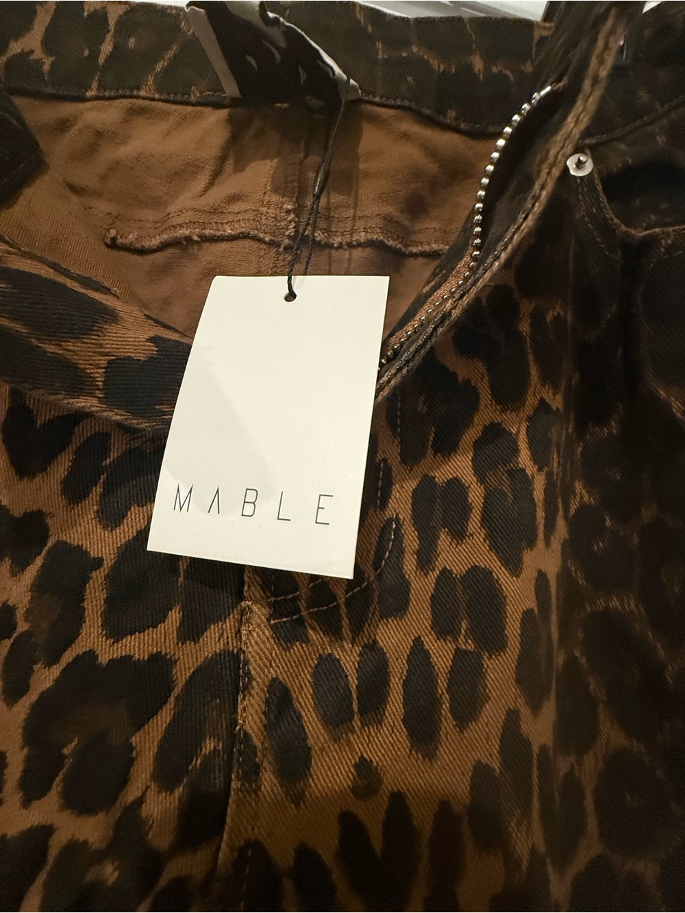 Leopard-Print Wide-Leg Pants in Brown by Mable - Picture 3 of 6
